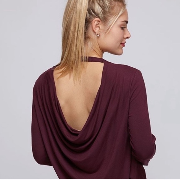 Purple Open Back Long Sleeve Top - Picture 2 of 5